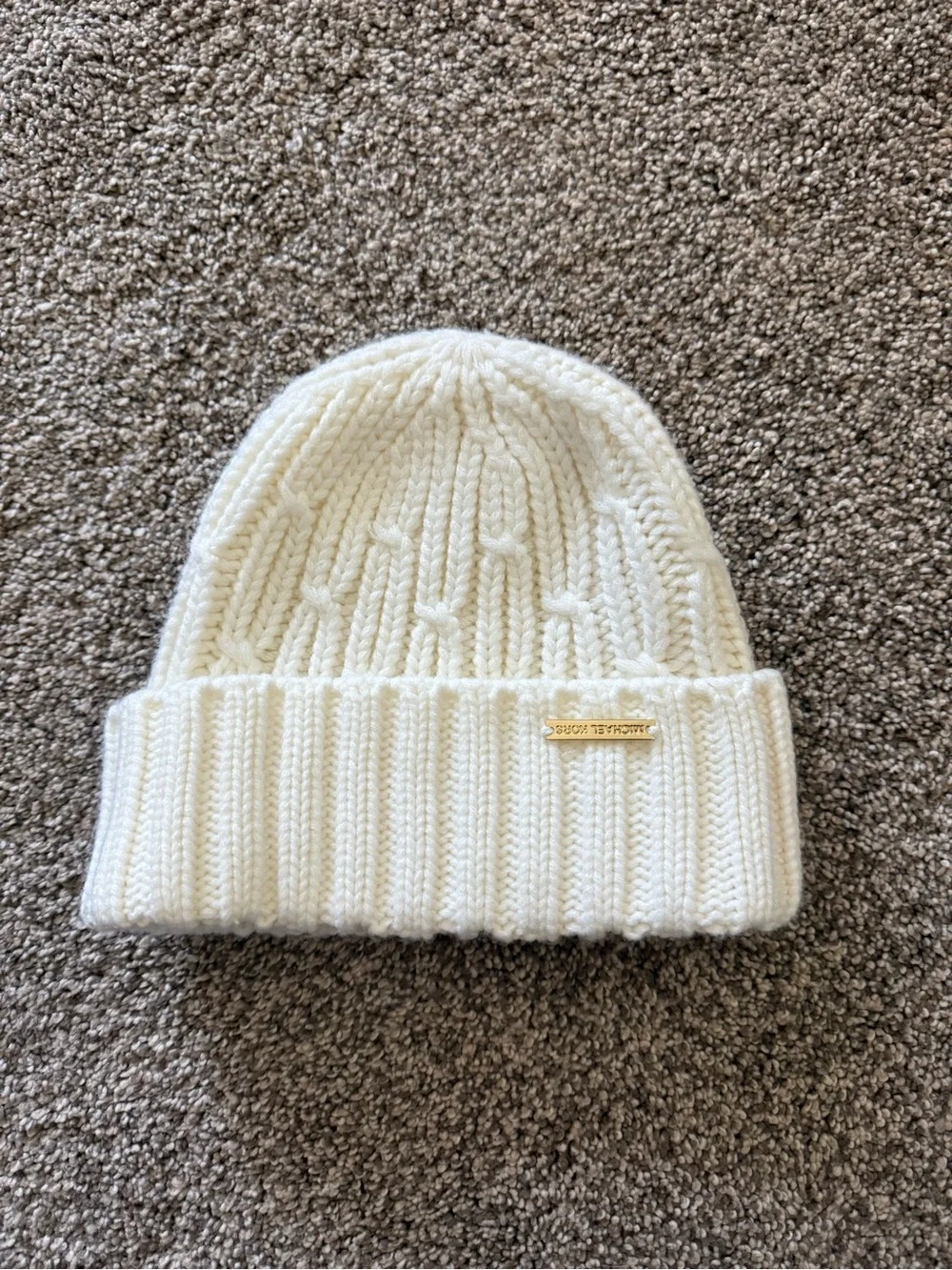 Michael Kors Cream Cable Knit Fold-Over Beanie